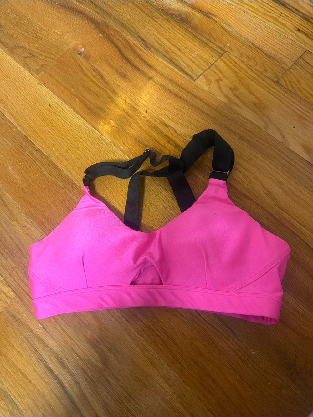 Bombshell Sportswear Hot Pink Bikini Top with Black Straps